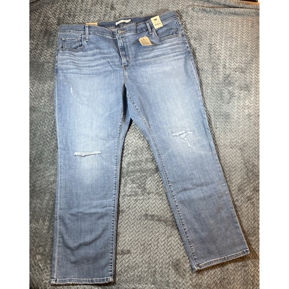Levi's 724 Jeans Women 22W High Rise Slim Hyper Soft Straight leg Distressed NWT - Picture 1 of 9